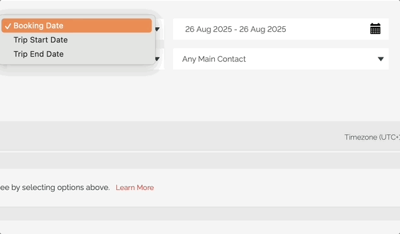 booking report options