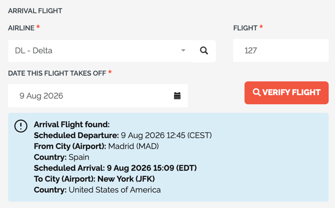 flight arrival example
