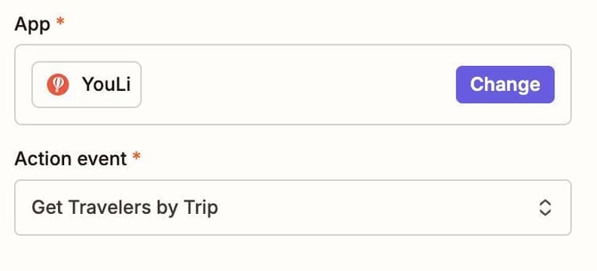 get travelers by trip zap action