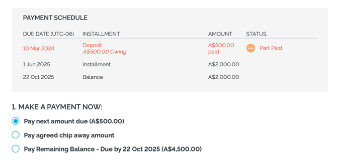 next amount due