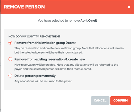 remove person reservation
