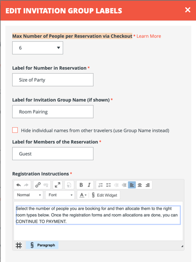 reservations group labels