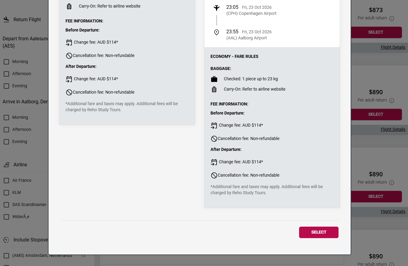 select in popup