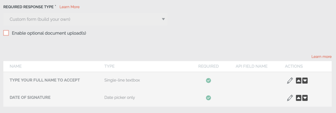 typed e-signature task response type