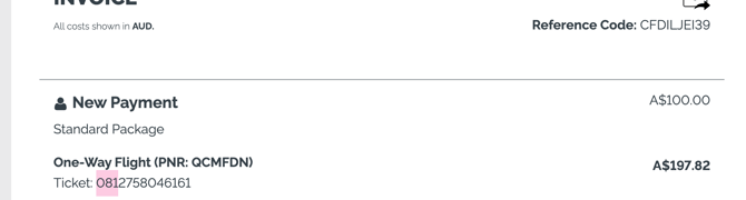 fixed-add on invoice flight number